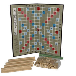 Vintage 1948-1953 SCRABBLE Game Selchow Righter 100 wood tiles 4 stands READ
